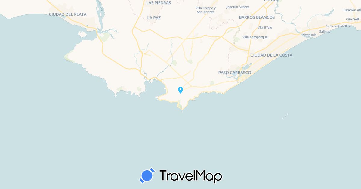 TravelMap itinerary: boat in Uruguay (South America)